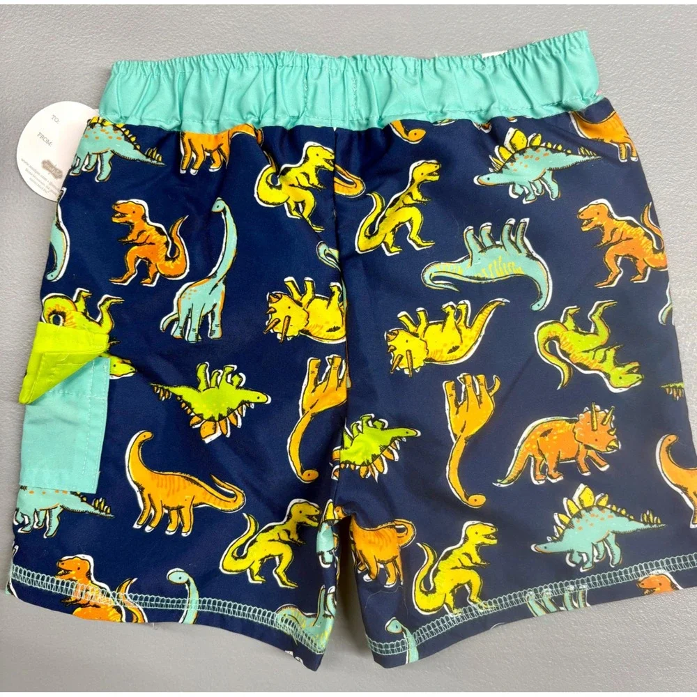 Mud Pie Boys Dinosaur Swim Trunks Navy Blue UPF 50+ Mesh Lined Shorts 2T-3T‎ NEW